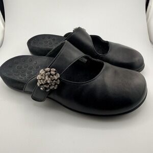 Vionic Orthaheel Black Rest Joan Size 6 Slip On Comfort Shoes Mary Jane Leather